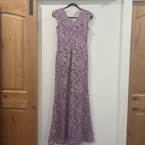 Tadashi Shoji Plum Formal Lade and Sequin Long Dress